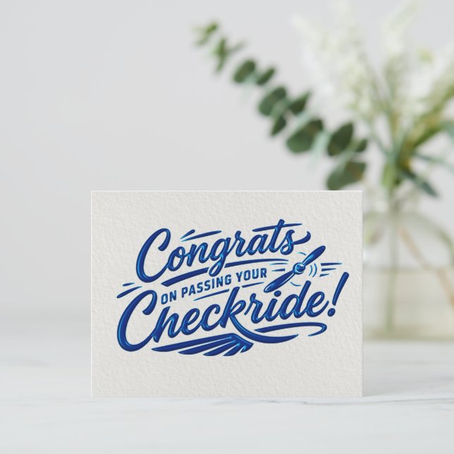Grattis till din genomgångna checkride!  vykort (Stående Fram)