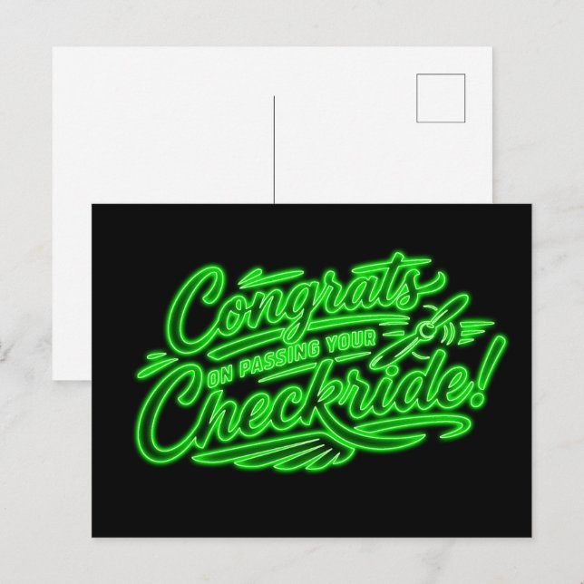 Grattis till din godkända checkflygning! vykort (Fram/baksida)