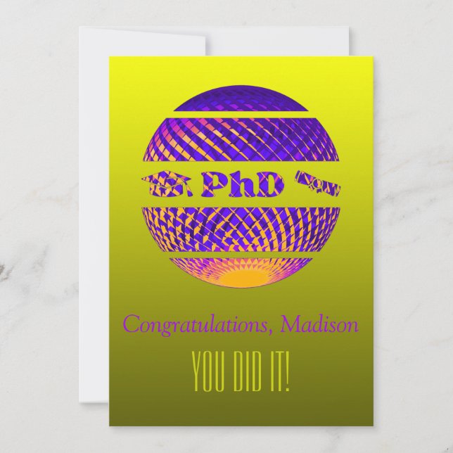 Grattis till doktorsexamen färgglad congratulation inbjudningar (Framsida)