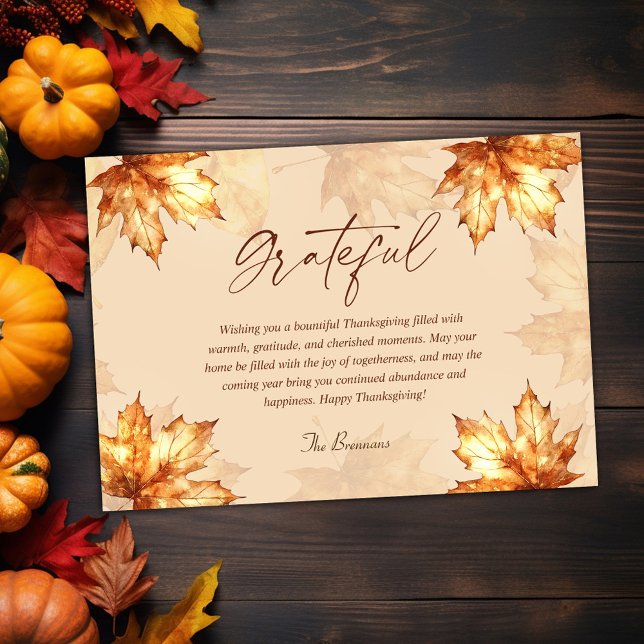 Grattis till Elegant Modern Rustic Thanksgiving Julkort (Grateful Elegant Modern Rustic Thanksgiving Holiday Card)