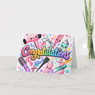 Grattis till examen för hårstylist kort
