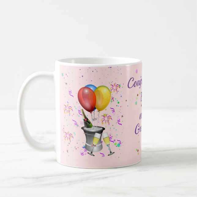 Grattis till examen Rosa firande Kaffemugg (Vänster)