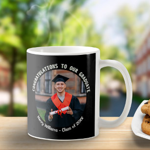 Grattis till examen Svart minnesgåva Foto Kaffemugg