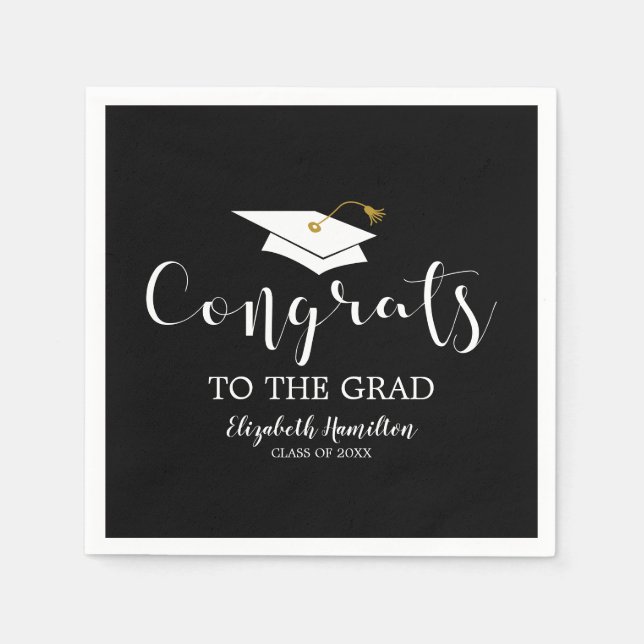 Grattis Till Graden Grad Hatt Chic Examen Pappersservett (Framsidan)