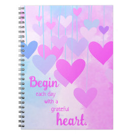 Grattis till Heart Rosa Lila Blue Gratitude Quote Anteckningsbok