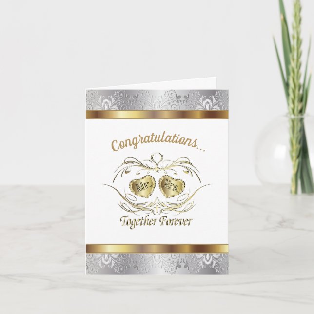 Grattis till herr och fru bröllopskort kort (Framsida)