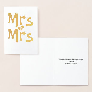 Grattis till Mrs och Mrs på bröllopet Folierat Kort