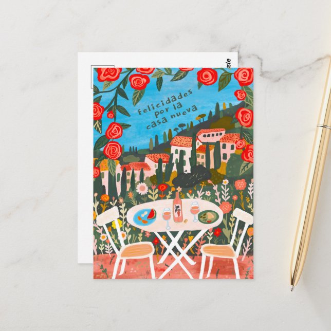 Grattis till Nya Hem Landsbygd Utsikt  Vykort (Fram/Back In Situ)