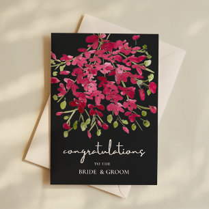 Grattis till nygifta akvarell blommor kort