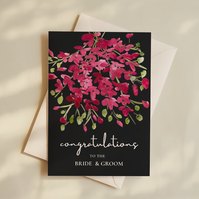 Grattis till nygifta akvarell blommor kort (Skapare uppladdad)