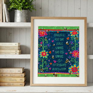 Grattis till Quote Grönt Blue Blommigt Whimsical A Fototryck