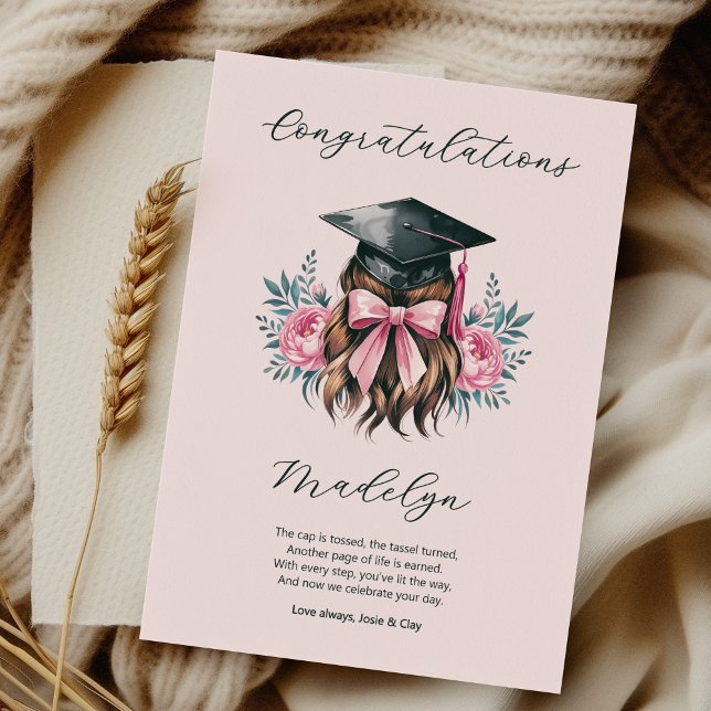 Grattis till studenten Dikt Kvinnlig Studentmössa Kort (Graduation Congratulations Card - order printed or digital download)