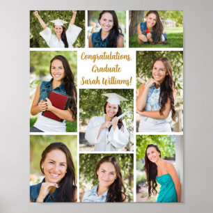 Grattis till studenten Fest 9 Foto Collage Poster
