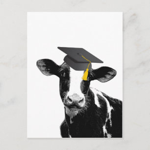 Grattis till studenten Rolig ko i studentmössa Vykort