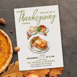 Grattis till Thanksgiving för Grönt, innervattenfä Inbjudningar