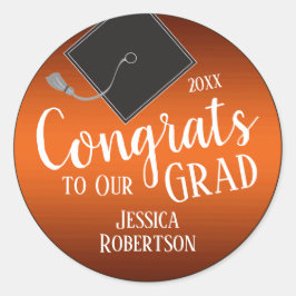Grattis till vår examenklass 2021 Orange Runt Klistermärke