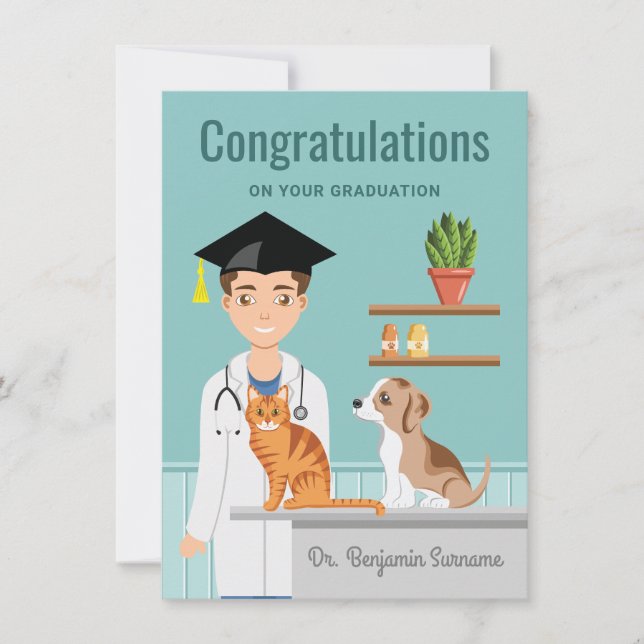 Grattis till veterinärstudent DVM examen Kort (Framsida)