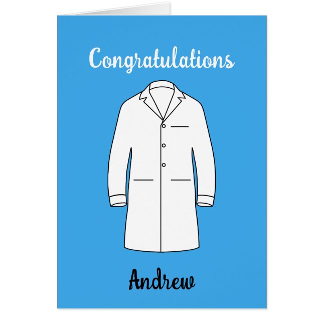Grattis till vit mantel-ceremoni doktor hälsningskort (Framsidan)