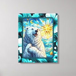 Grattis till Whimsique-Polar Bear Faux-lagat glas Canvastryck