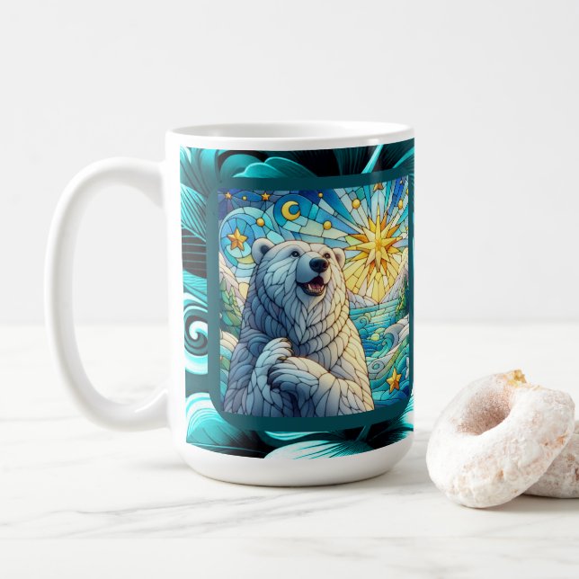 Grattis till Whimsique-Polar Bear Faux-lagat glas Kaffemugg (Med munk)