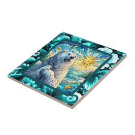 Grattis till Whimsique-Polar Bear Faux-lagat glas Kakelplatta