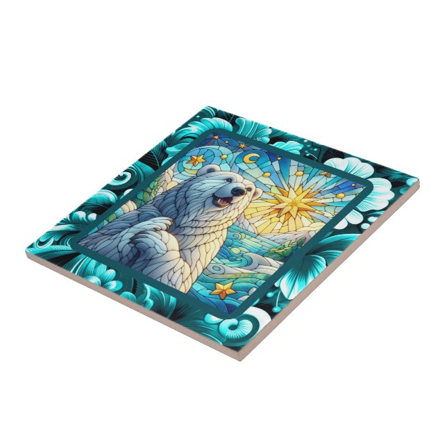 Grattis till Whimsique-Polar Bear Faux-lagat glas Kakelplatta (Sidan)