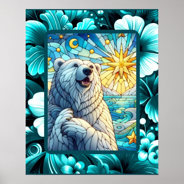 Grattis till Whimsique-Polar Bear Faux-lagat glas Poster (Framsidan)