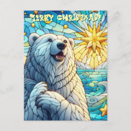 Grattis till Whimsique-Polar Bear Faux-lagat glas Vykort