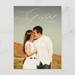 Grattis till White Script Overlay Fullt Photo Helg Vykort