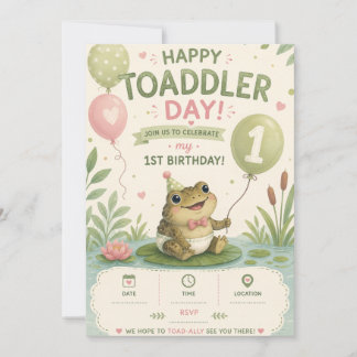 Grattis Toaddler Dag 1-års Födelsedagsinbjudan Inbjudningar