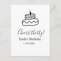 Grattis trettio födelselsedagstårta svart klotter 