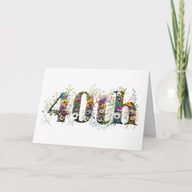 Grattis vildblommor 40-årsdag Grattis på födelseda Kort (Framsida)