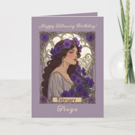 Grattis Violet på födelsedagen i januari Art Nouve Kort