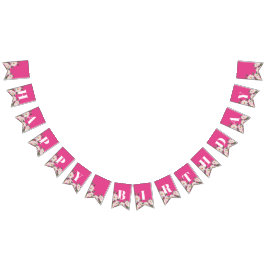 Grattis Watercolor Rosa ros Ballerina Vimplar