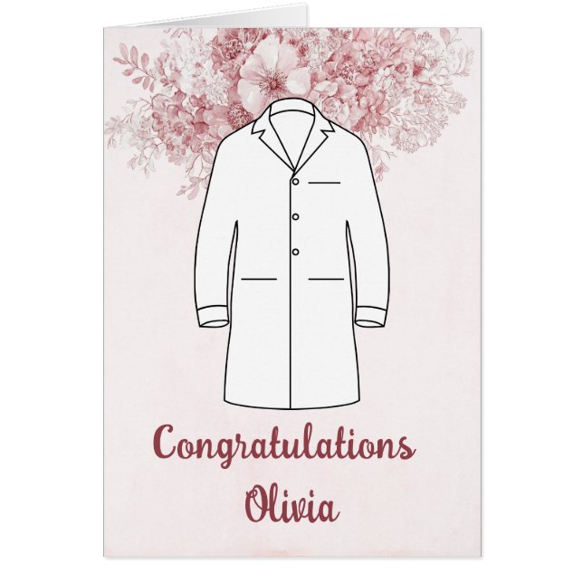 Grattis White Coat-ceremoni Läkare  Hälsningskort (Framsidan)