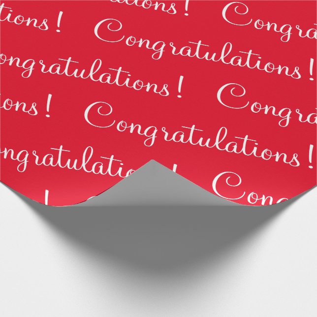 Grattis White Script Red Studenten  Presentpapper (Hörn)