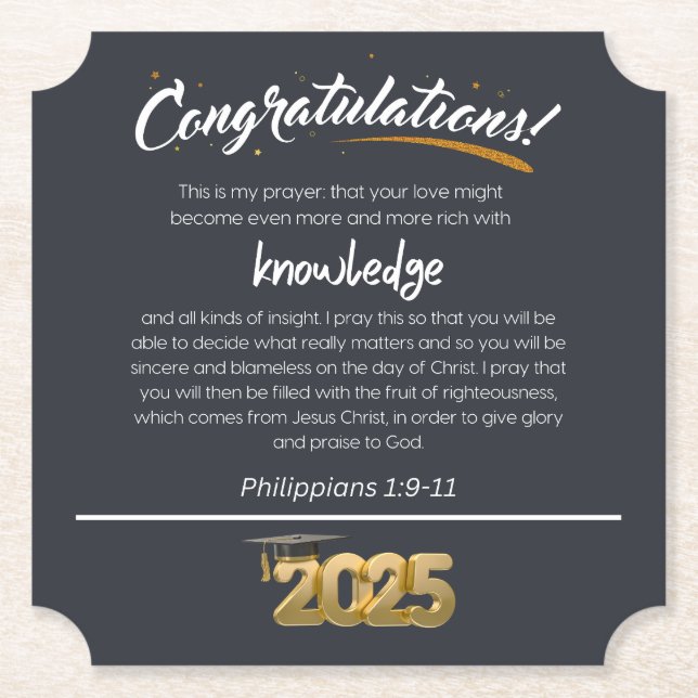 Grattisar 2025 Filippinerna 1:9-11 kristna Underlägg Papper (Framsida)