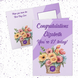 Grattisar 21 idag blommigtens lila födelsedag kort