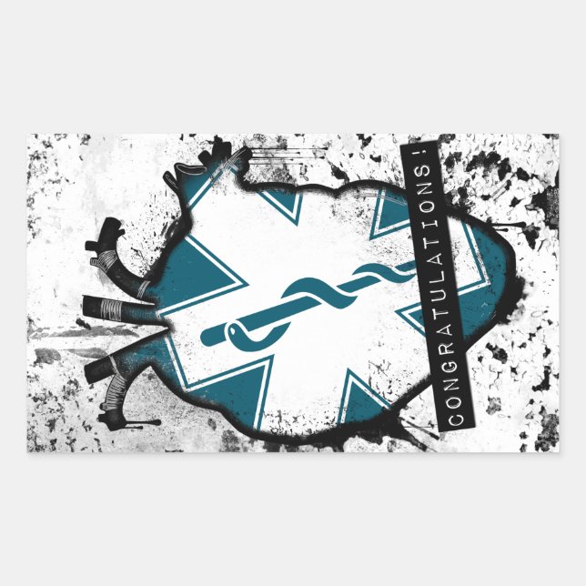 grattisar akut sjukvårdspersonal rektangulärt klistermärke (Framsida)