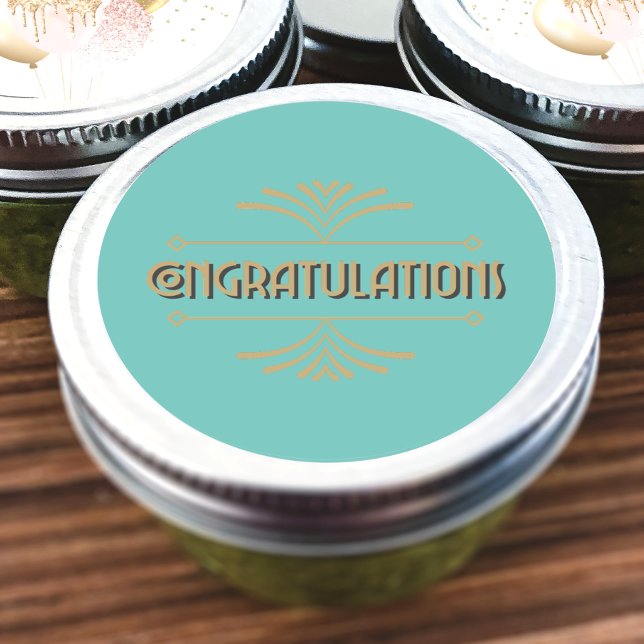 Grattisar Art Deco Runt Klistermärke (Skapare uppladdad)