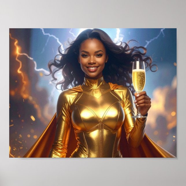 Grattisar av superhjälte från födelsedagen och års poster (Framsidan)