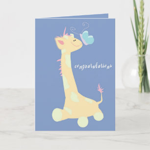 Grattisar (Baby Giraffe/Butterfly) Kort