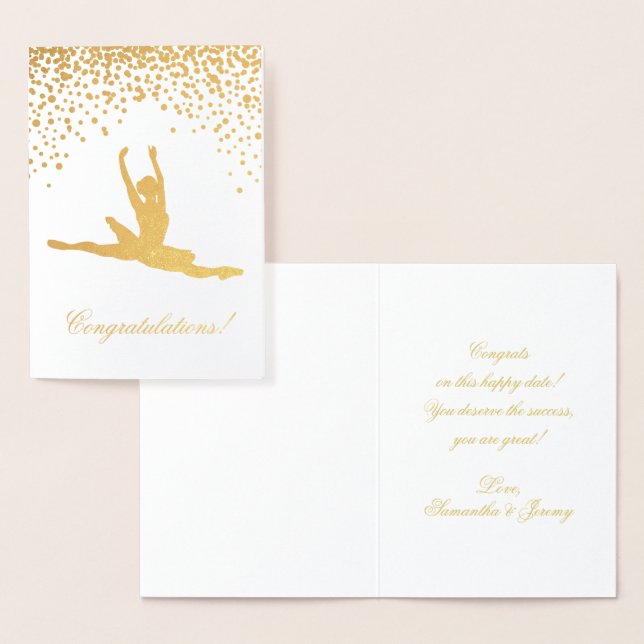 Grattisar Ballet Dancer Guld Confetti-kort Folierat Kort (Display)