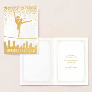 Grattisar Ballet Dancer Guld Confetti-kort Folierat Kort