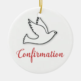 Grattisar Bekräftelsedova med Guld, röd Julgransprydnad Keramik