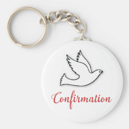 Grattisar Bekräftelsedova med Guld, röd Nyckelring