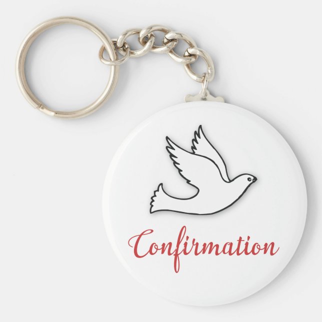 Grattisar Bekräftelsedova med Guld, röd Nyckelring (Framsidan)