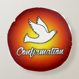 Grattisar Bekräftelsedova med Guld, röd Rund Kudde