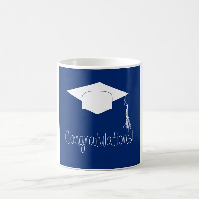 Grattisar blå och vit kaffemugg (Center)