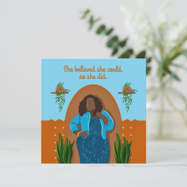 Grattisar Black Woman som hon trodde kunde (Stående Fram)